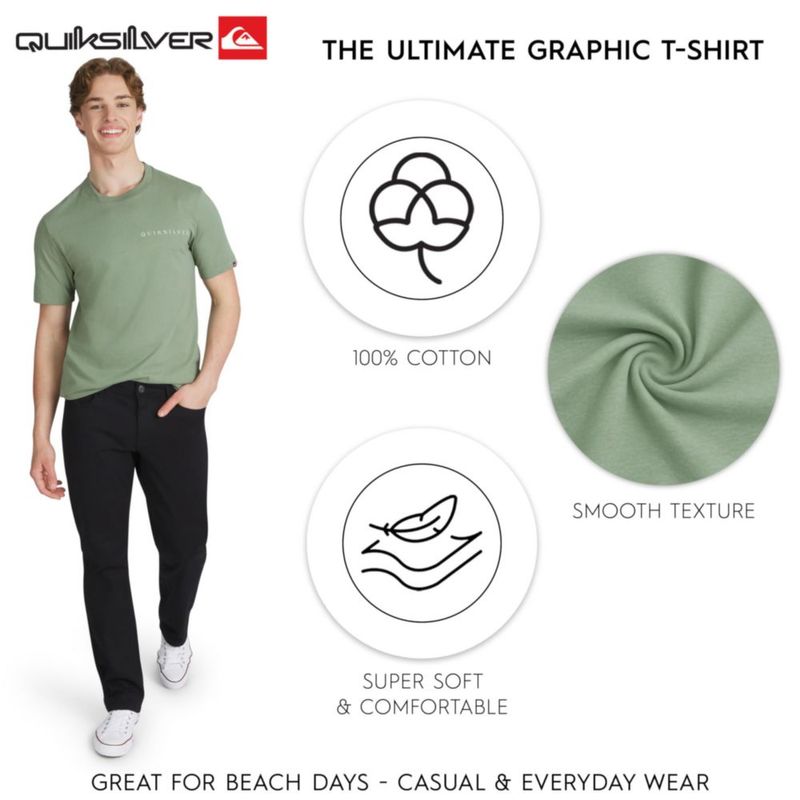 Camiseta Quiksilver Hombre Talla Media Verde Salvia Algodón Manga Corta