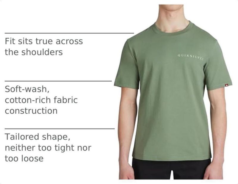 Camiseta Quiksilver Hombre Talla Media Verde Salvia Algodón Manga Corta