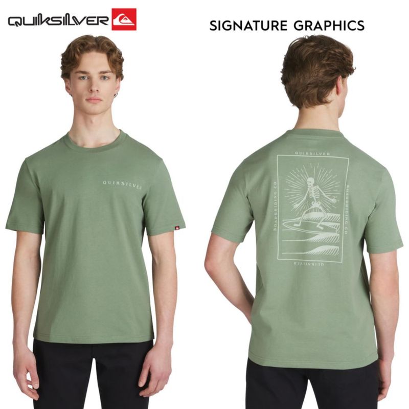 Camiseta Quiksilver Hombre Talla Media Verde Salvia Algodón Manga Corta