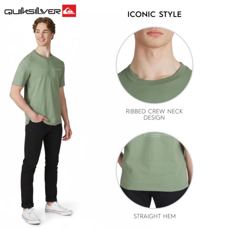 Camiseta Quiksilver Hombre Talla Media Verde Salvia Algodón Manga Corta