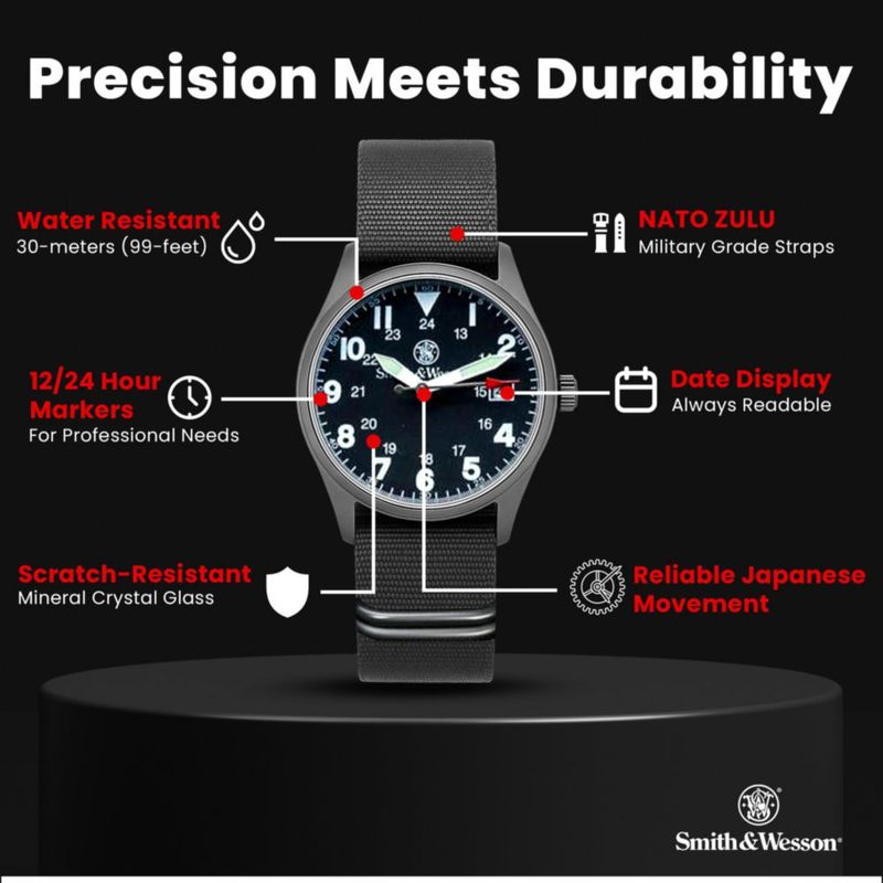 Reloj Smith & Wesson 42 mm NATO Zulu 3 ATM