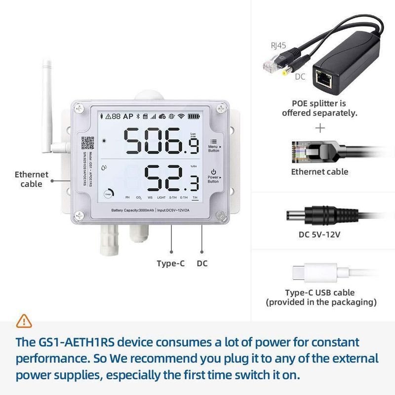 Medidor de Humedad UbiBot GS1-AETH1RS con Sonda WiFi/Ethernet