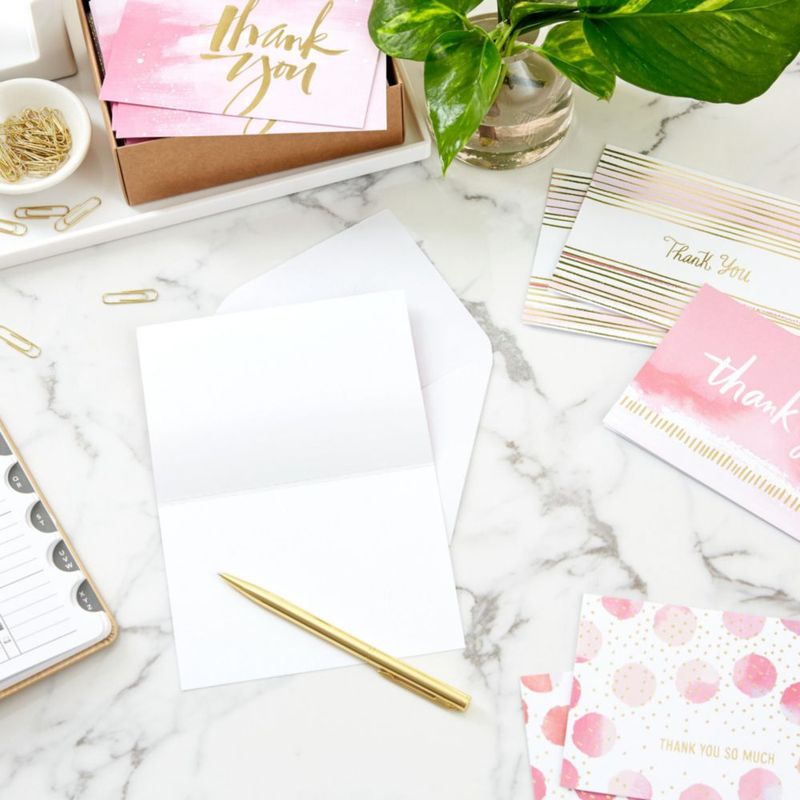 Tarjetas de agradecimiento Hallmark 40 unidades rosa y dorado