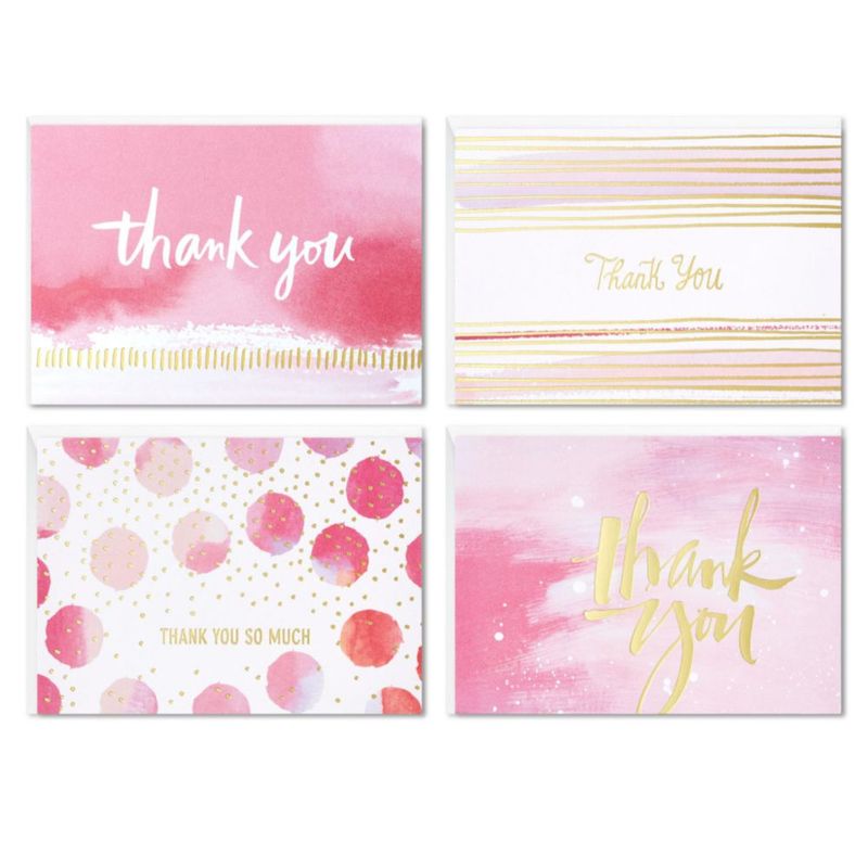 Tarjetas de agradecimiento Hallmark 40 unidades rosa y dorado