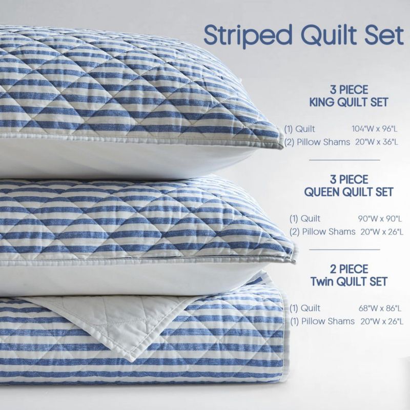 Juego de ropa de cama Wonderful Twin 178 x 218 cm Rayas azules de 2 piezas