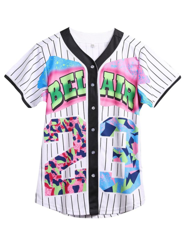 Jersey de béisbol Amzdest estilo Hip Hop 90s 23White‑B M