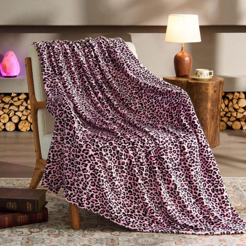 Manta BEDELITE 127 cm Leopardo rosa de felpa