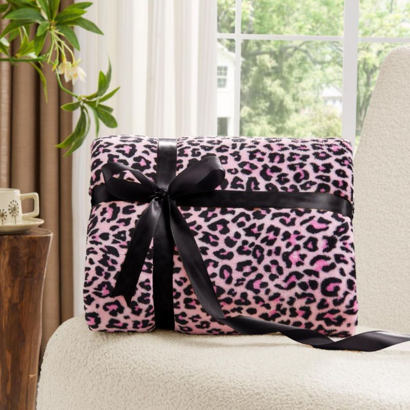 Manta BEDELITE 127 cm Leopardo rosa de felpa