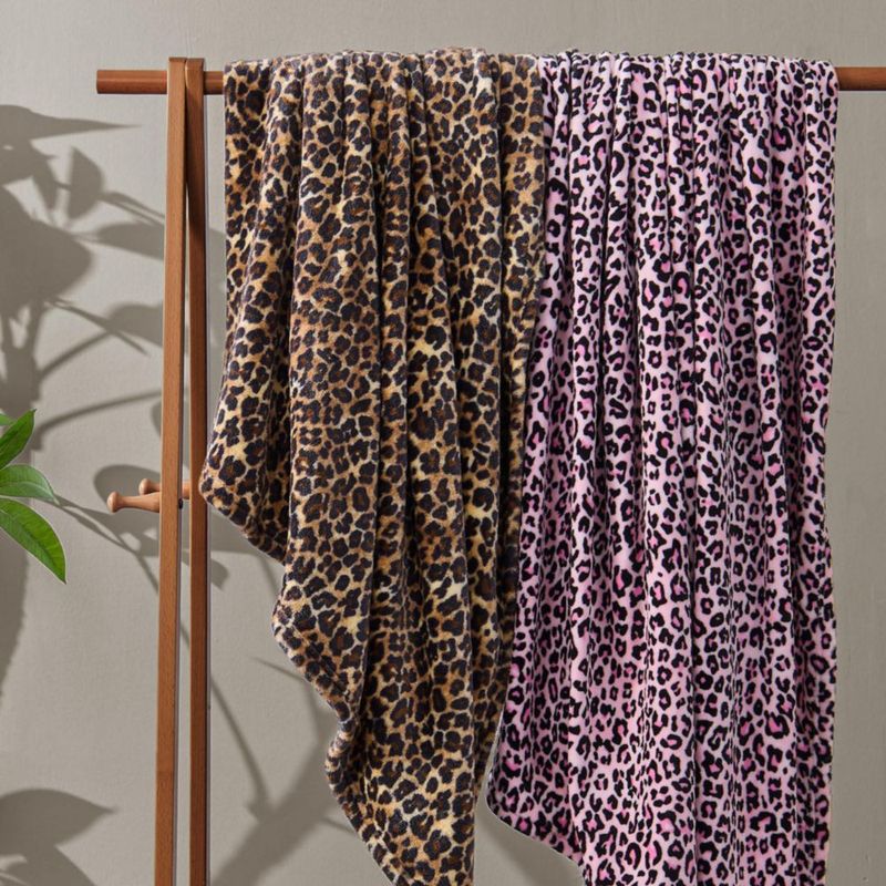 Manta BEDELITE 127 cm Leopardo rosa de felpa