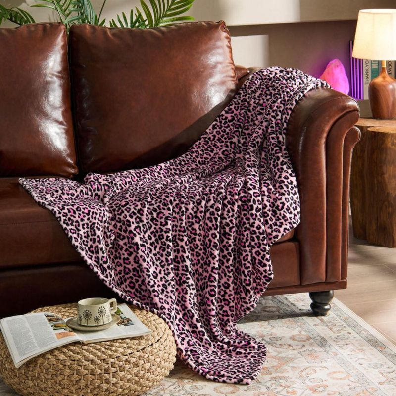 Manta BEDELITE 127 cm Leopardo rosa de felpa