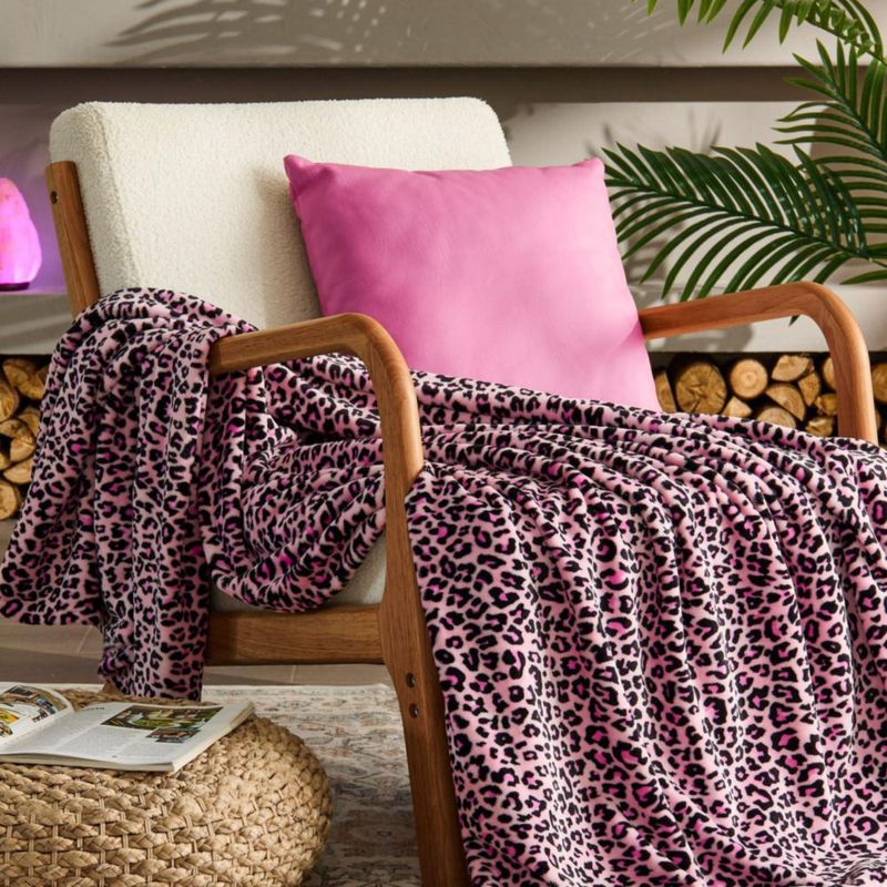 Manta BEDELITE 127 cm Leopardo rosa de felpa
