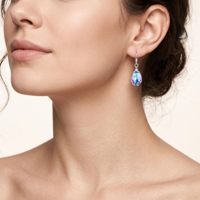 Pendientes EVEVIC de Cristal en Forma de Lágrima con Gancho Francés