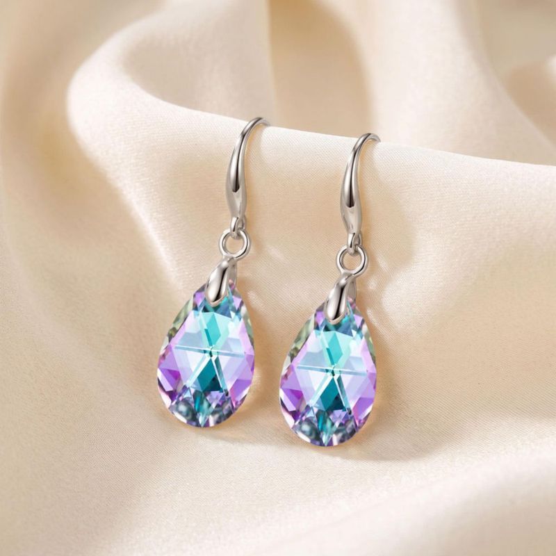 Pendientes EVEVIC de Cristal en Forma de Lágrima con Gancho Francés
