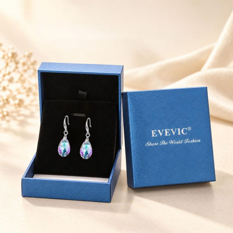 Pendientes EVEVIC de Cristal en Forma de Lágrima con Gancho Francés