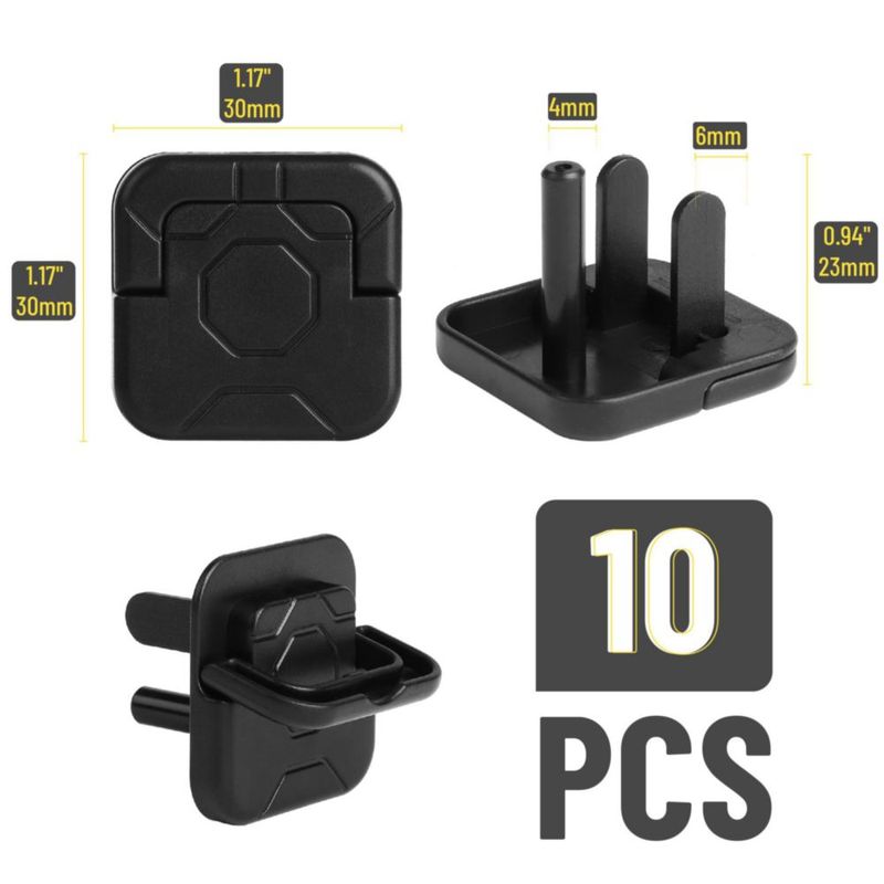 Cubiertas de tomacorrientes Bates Choice paquete de 10 negro plástico ABS