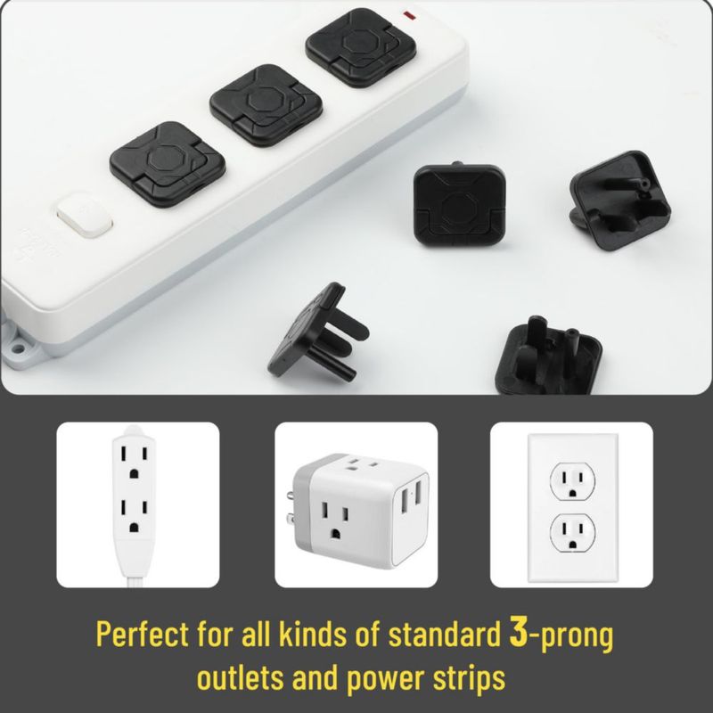 Cubiertas de tomacorrientes Bates Choice paquete de 10 negro plástico ABS