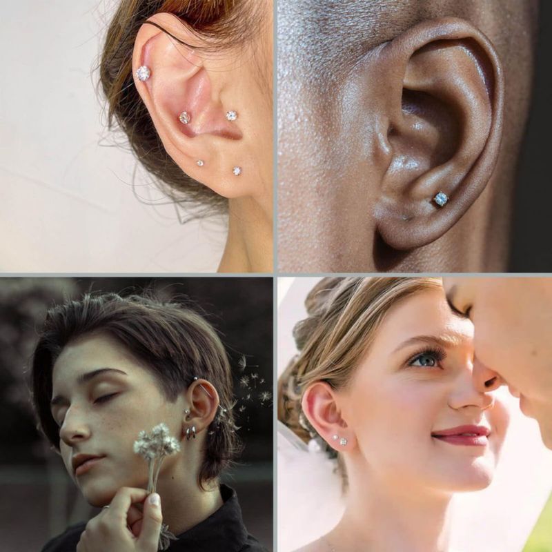 Pendientes Gotumo de Titanio con Espalda Plana 6/7/8 mm CZ