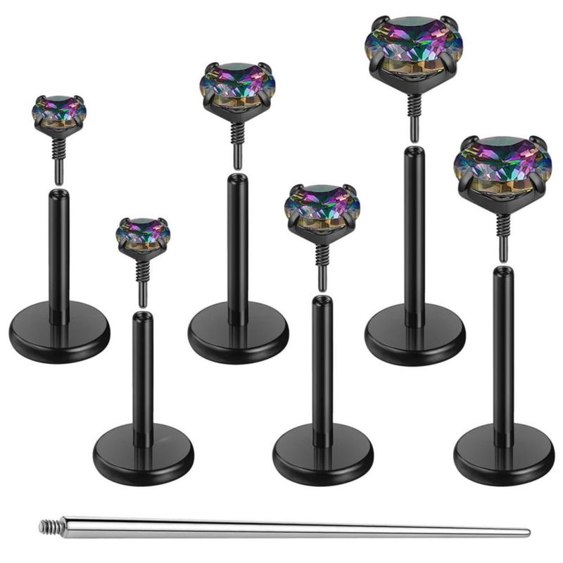 Pendientes Gotumo de Titanio con Espalda Plana 6/7/8 mm CZ