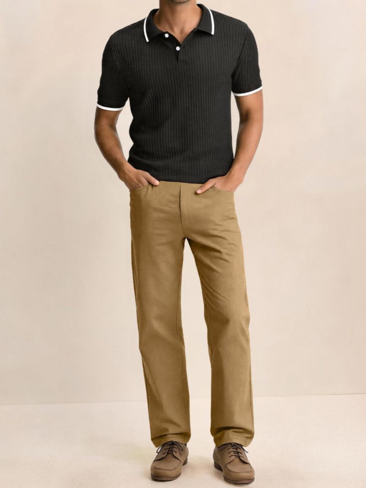 Pantalones chinos de algodón elástico para hombre – Caqui – Comdecevis