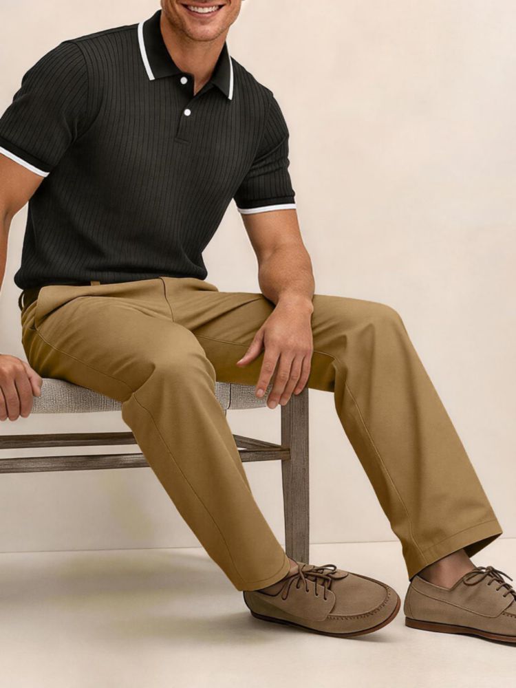 Pantalones chinos de algodón elástico para hombre – Caqui – Comdecevis
