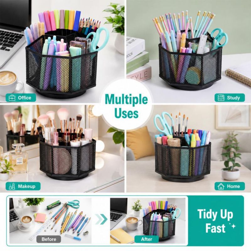 Organizador de Escritorio Exerz 145 cm 5 Compartimentos Negro