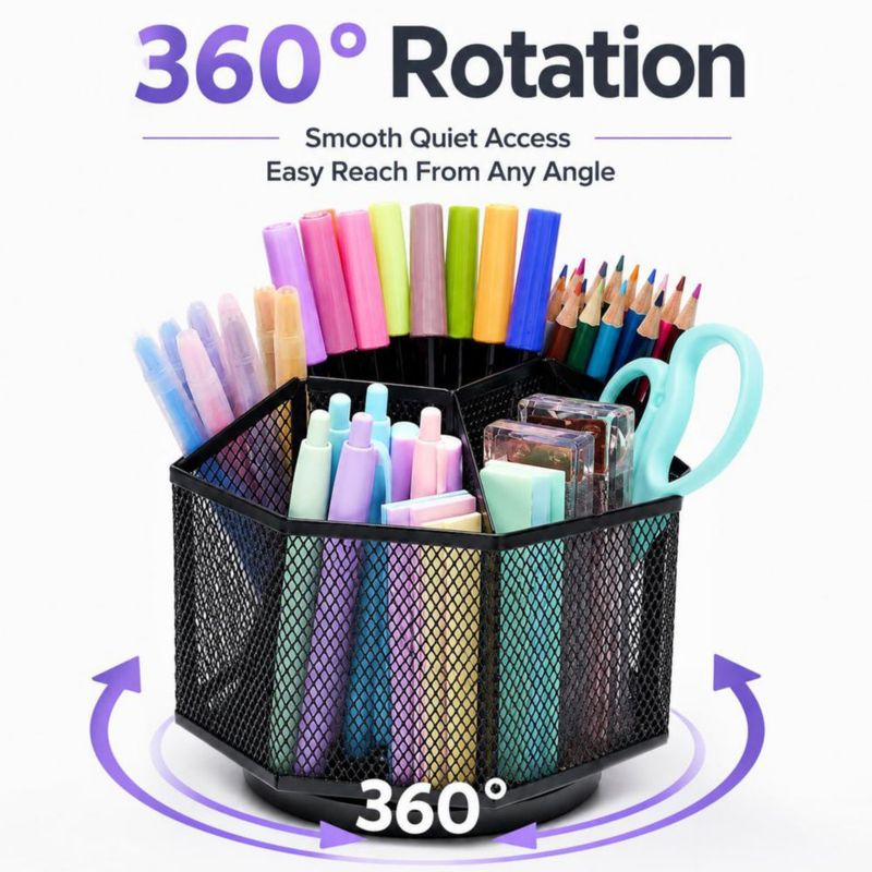Organizador de Escritorio Exerz 145 cm 5 Compartimentos Negro