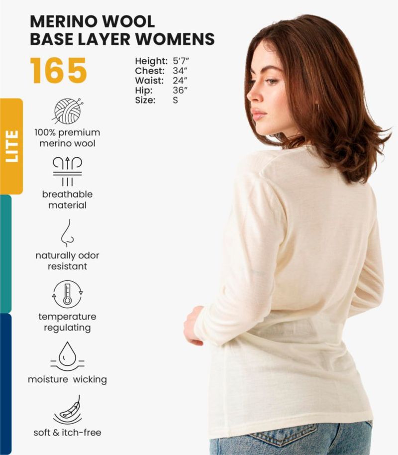 CAMISA Merino.tech Talla L 165 Blanco crema + Calcetines