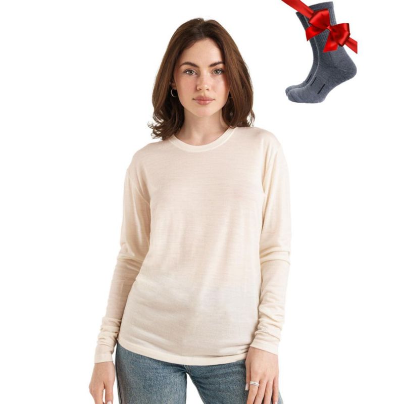 CAMISA Merino.tech Talla L 165 Blanco crema + Calcetines