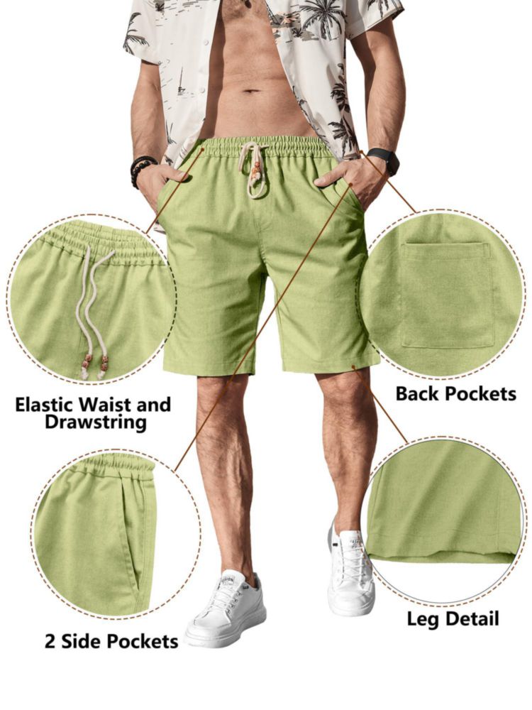 Shorts Comdecevis de algodón y lino verde Talla L 36