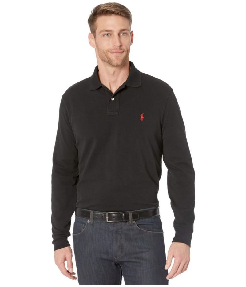 Camisa Polo POLO RALPH LAUREN XXL Negra de Malla Manga Larga