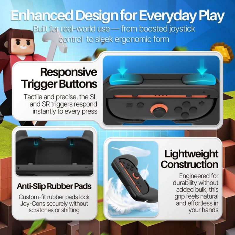 Empuñadura Joy-Con TNP Products Pack de 2 Negro