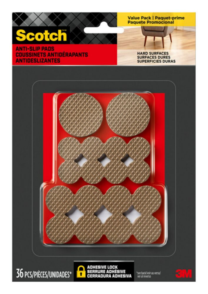 Almohadillas antideslizantes Scotch 36 uds. tamaños surtidos color marrón