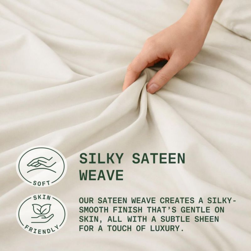 Juego de sábanas TRUE BAMBOO para cama queen bolsillo profundo 21 cm color beige