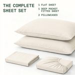 Juego de sábanas TRUE BAMBOO para cama queen bolsillo profundo 21 cm color beige