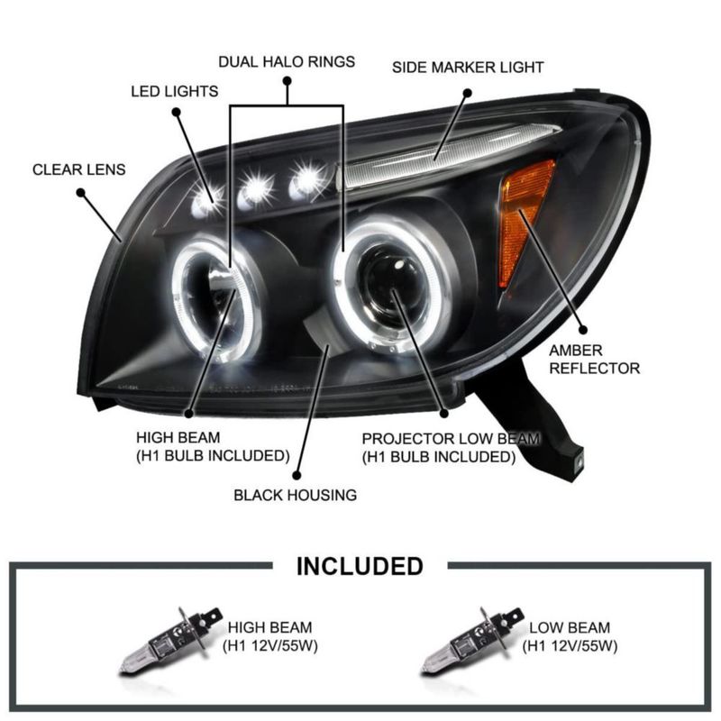 Faros Halo LED Negro SPEC-D TUNING para Toyota