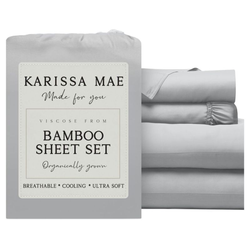Juego de sábanas de lujo KARISSA MAE Full de viscosa de bambú Gris Niebla