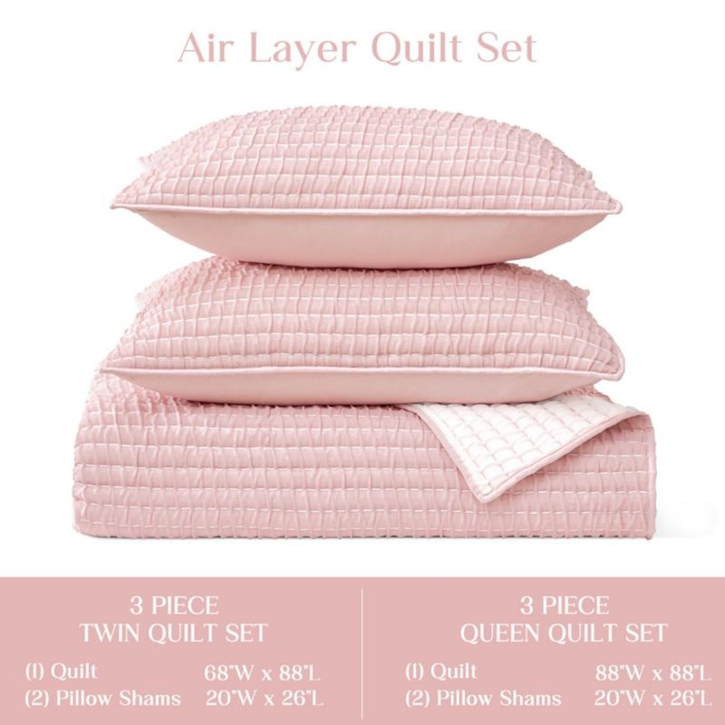 Set de colcha Wonderful Queen 229 cm rosa 3 piezas con textura