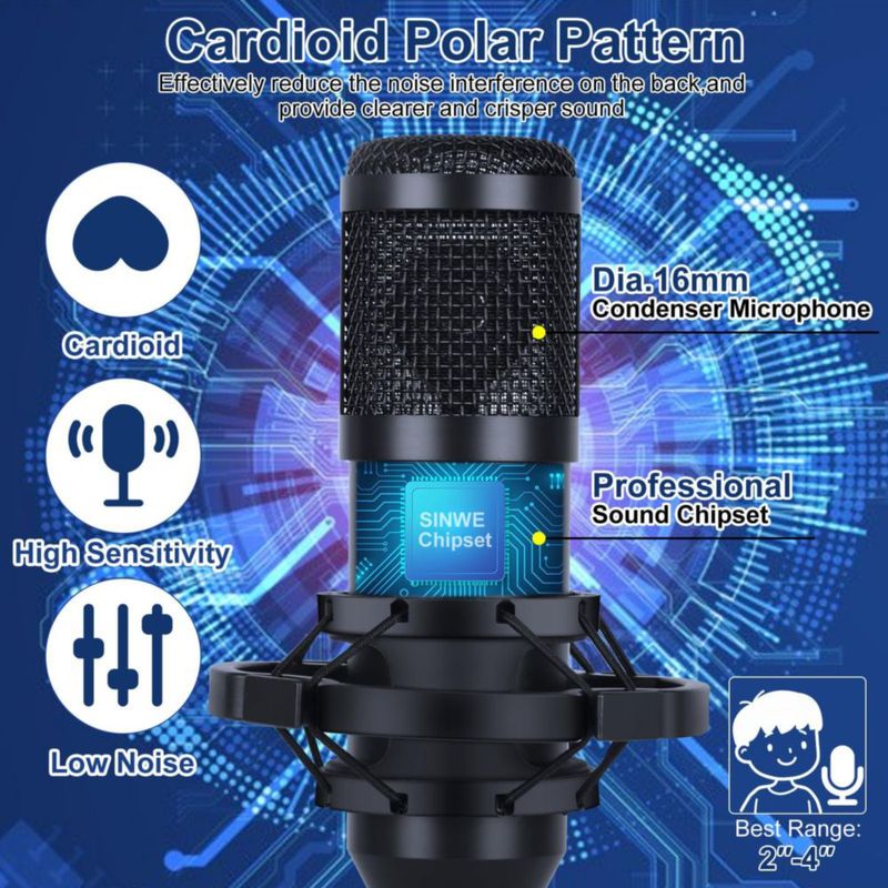 Mezclador de Audio SINWE F993 Kit de Podcast con Cambiador de Voz