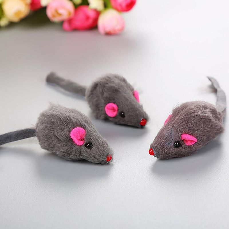 Juguetes para gato Pawstrip Ratón de peluche con sonajero y chirrido - 12 piezas