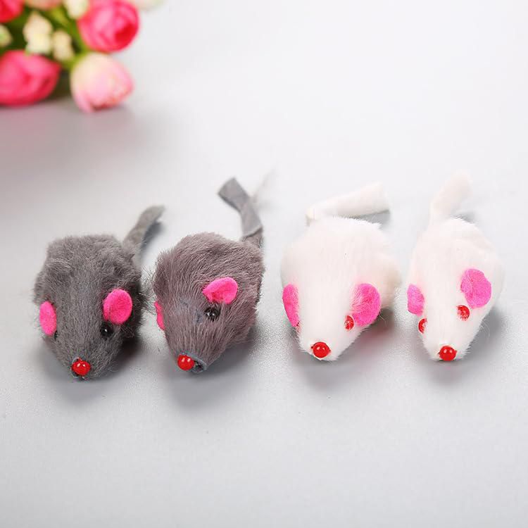 Juguetes para gato Pawstrip Ratón de peluche con sonajero y chirrido - 12 piezas