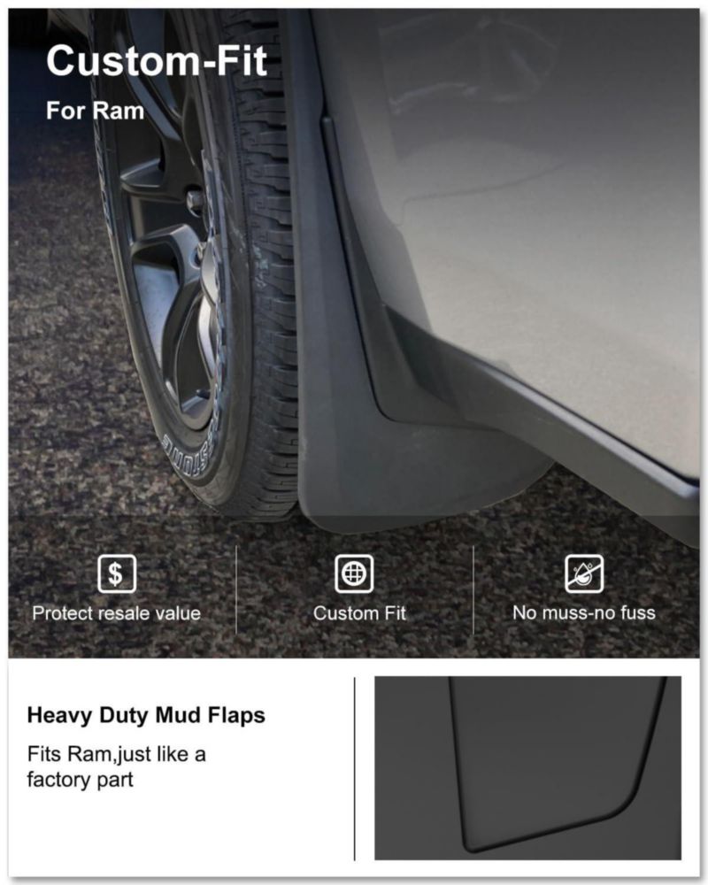 Deflectores de barro Kiwi Master para Ram 1500 2019‑2024 (sin taladrar)