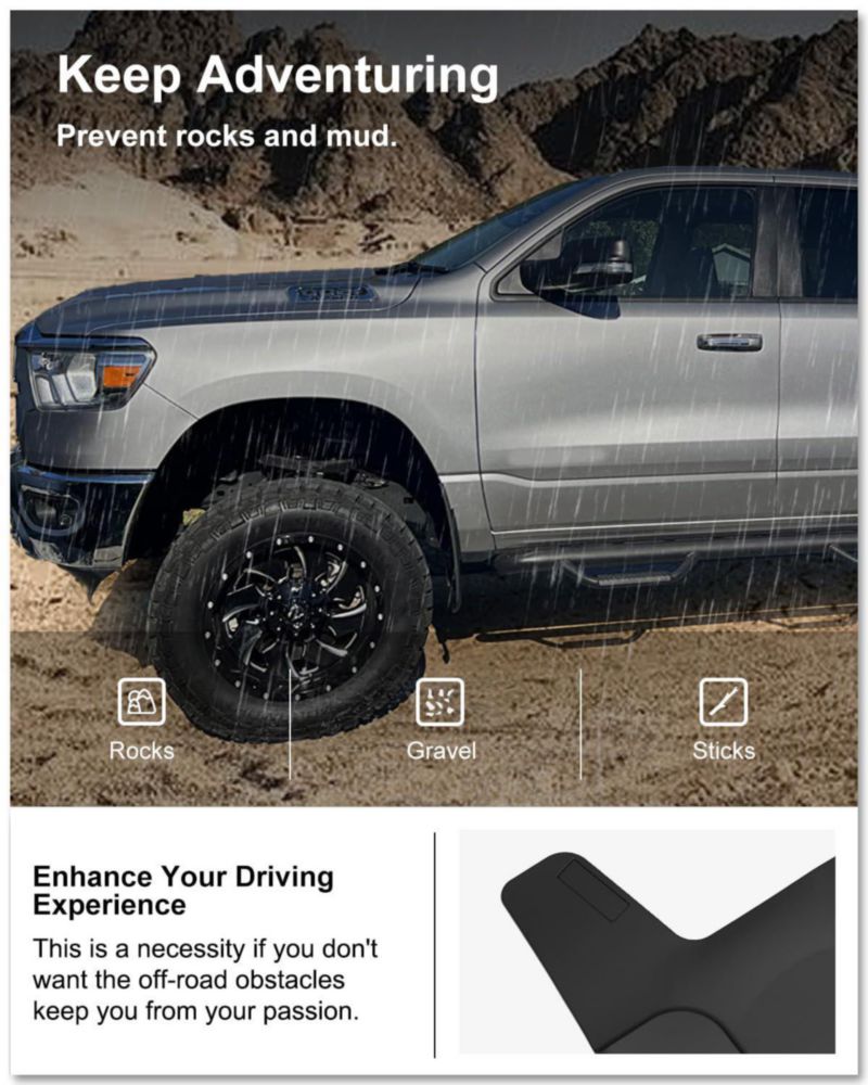Deflectores de barro Kiwi Master para Ram 1500 2019‑2024 (sin taladrar)