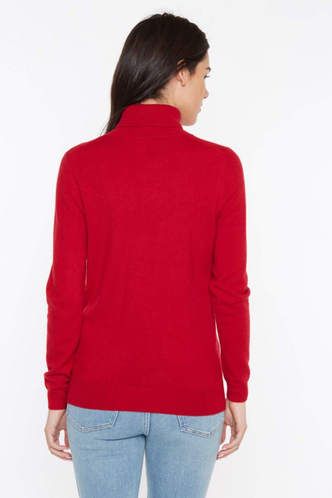 Suéter JENNIE LIU de Cachemir con Cuello Alto Rojo
