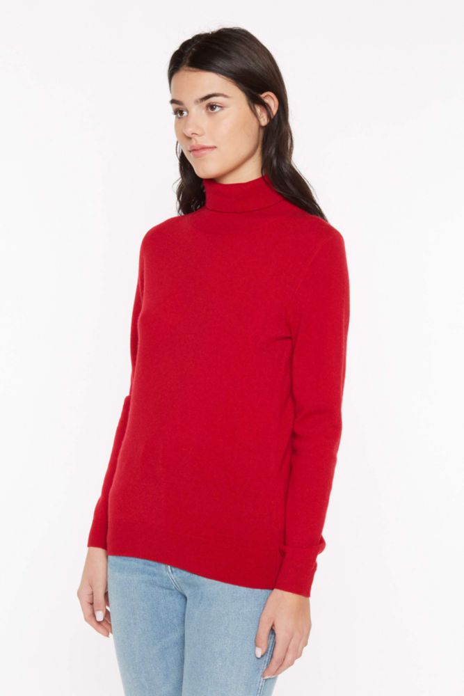 Suéter JENNIE LIU de Cachemir con Cuello Alto Rojo