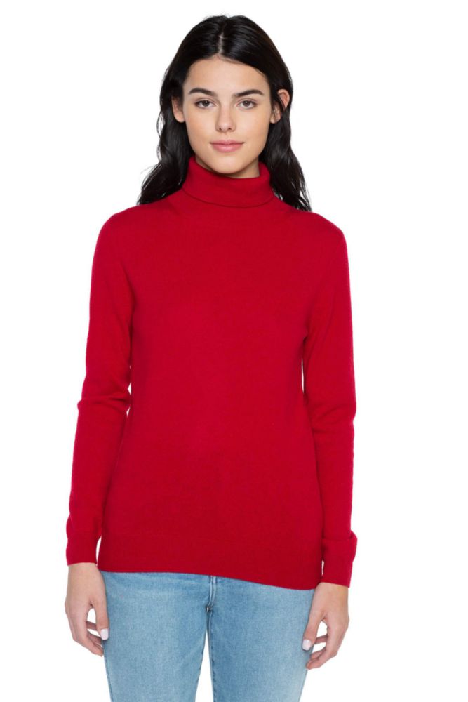 Suéter JENNIE LIU de Cachemir con Cuello Alto Rojo