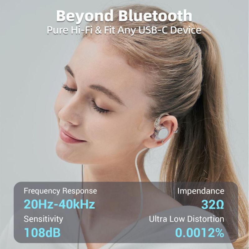 Auriculares Hidizs ST2 Pro USB‑C con cable transparente