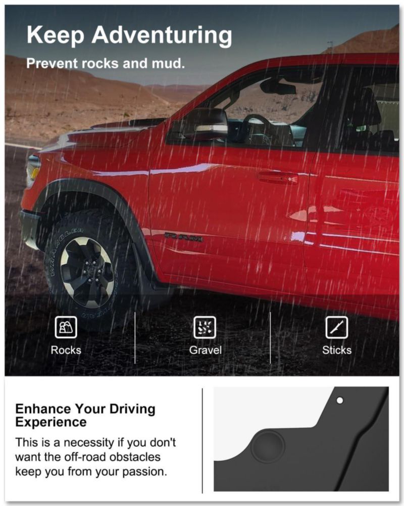 Defensas de barro Kiwi Master para Ram 1500 2019‑2024 negro