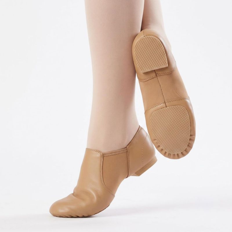 Zapato de Jazz Dynadans de Cuero Marrón 19 cm Sin Cordones