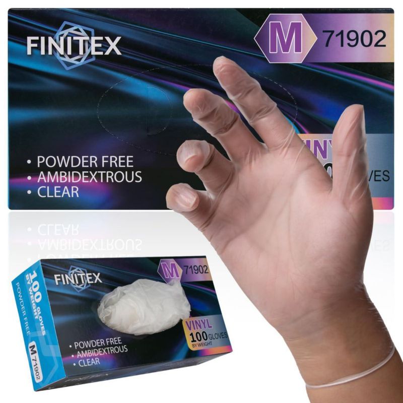 Guantes FINITEX de Vinilo Transparente Talla Mediana - 100 unidades