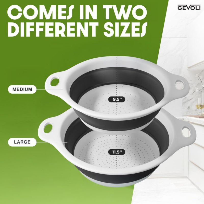 Colador de Alimentos Gevoli Plegable 4/5 Cuartos Blanco/Gris